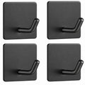 Pack de 4 Ganchos Adhesivos de Pared VANTEK – Acero Inoxidable – Sin Taladro – Negro