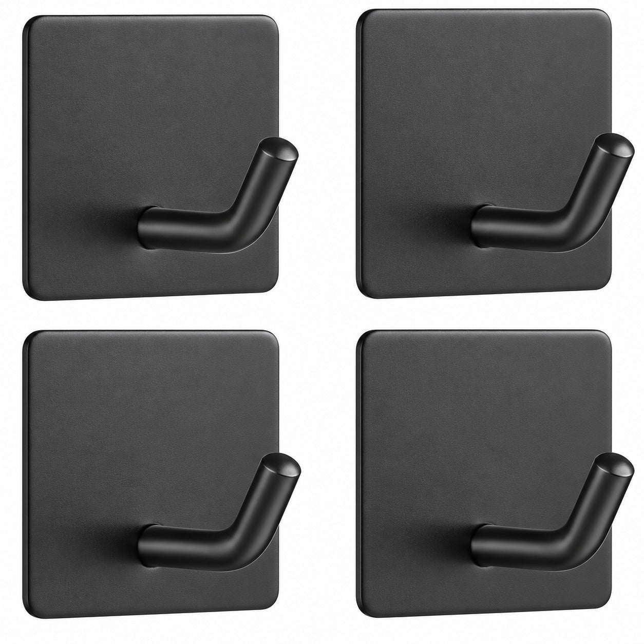 Pack de 4 Ganchos Adhesivos de Pared VANTEK – Acero Inoxidable – Sin Taladro – Negro